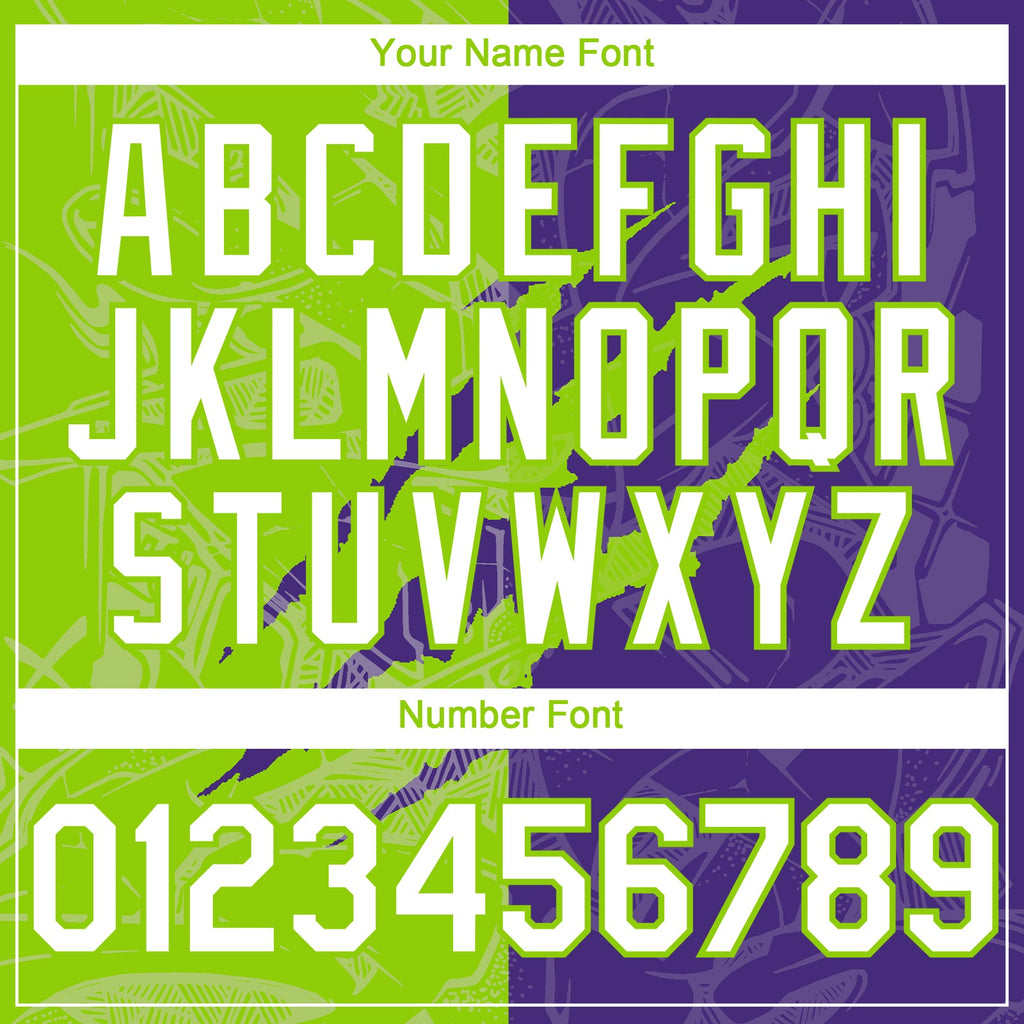 Custom Graffiti Pattern White Purple-Neon Green 3D Scratch Authentic Baseball Jersey