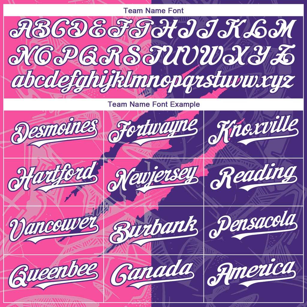 Custom Graffiti Pattern White Purple-Pink 3D Scratch Authentic Baseball Jersey