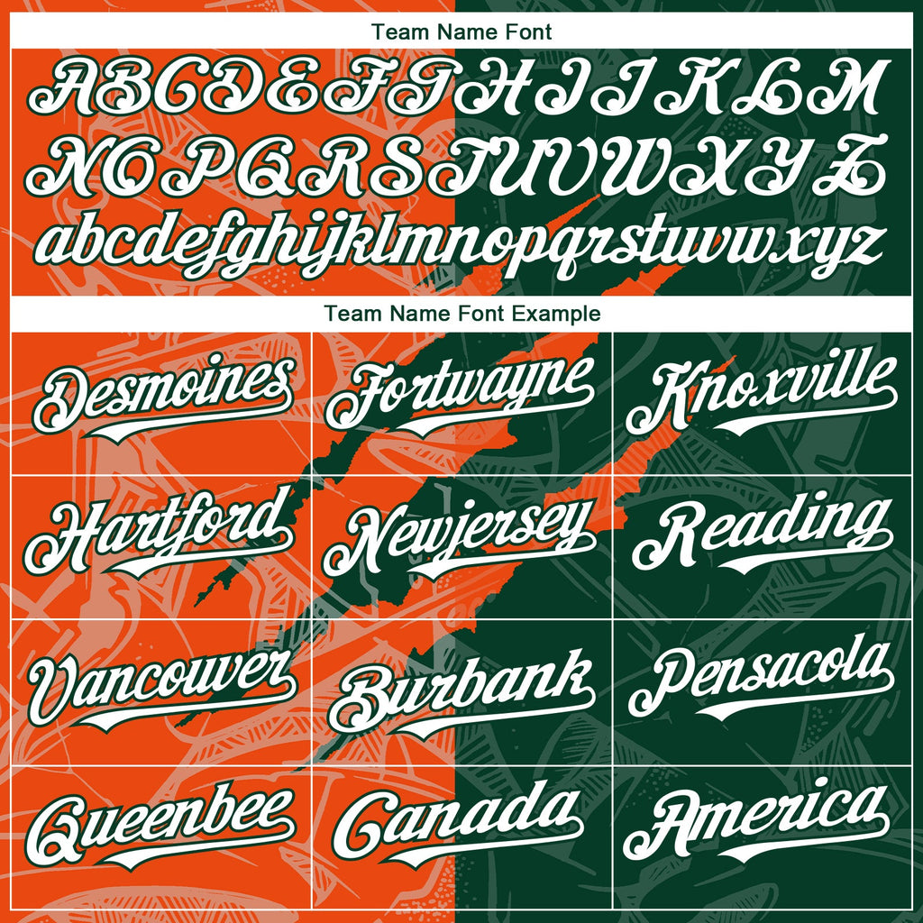 Custom Graffiti Pattern White Green-Orange 3D Scratch Authentic Baseball Jersey