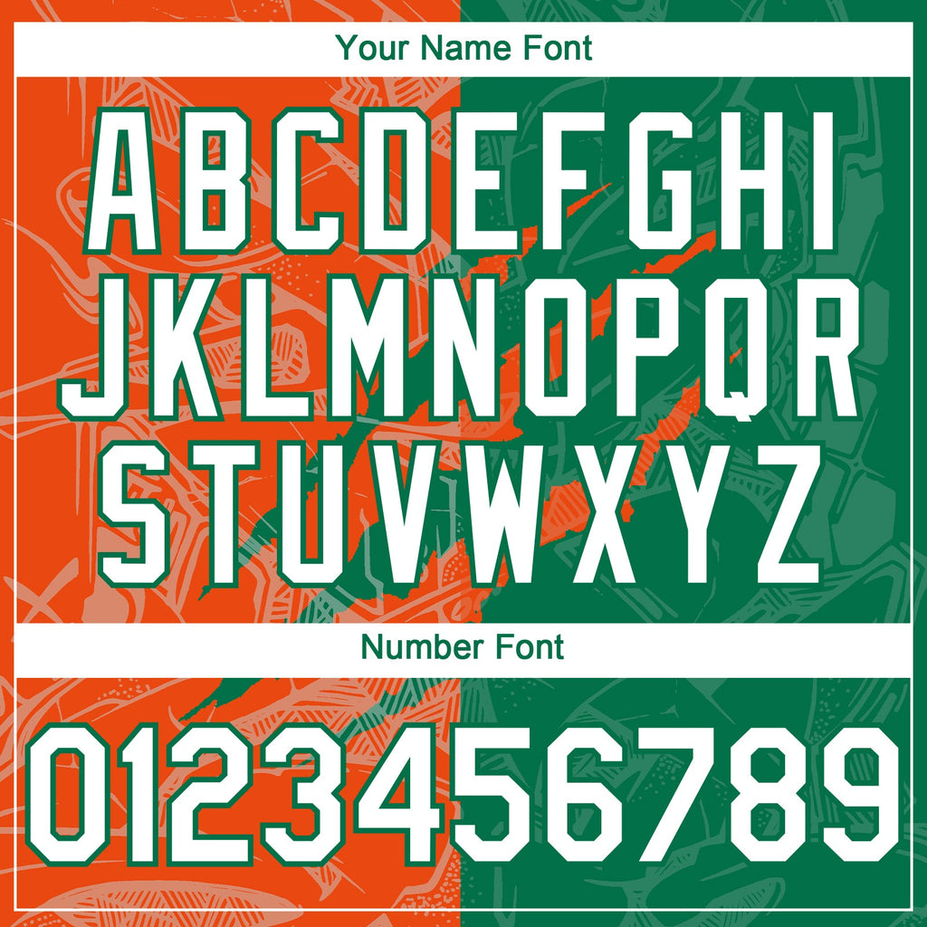 Custom Graffiti Pattern White Kelly Green-Orange 3D Scratch Authentic Baseball Jersey