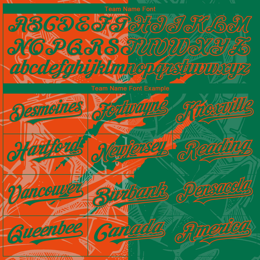 Custom Graffiti Pattern Kelly Green-Orange 3D Scratch Authentic Baseball Jersey