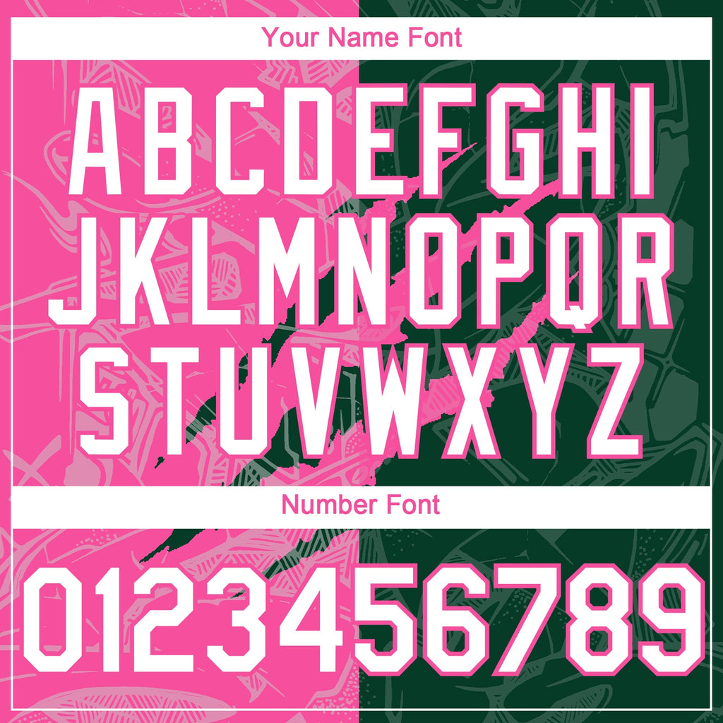 Custom Graffiti Pattern White Green-Pink 3D Scratch Authentic Baseball Jersey