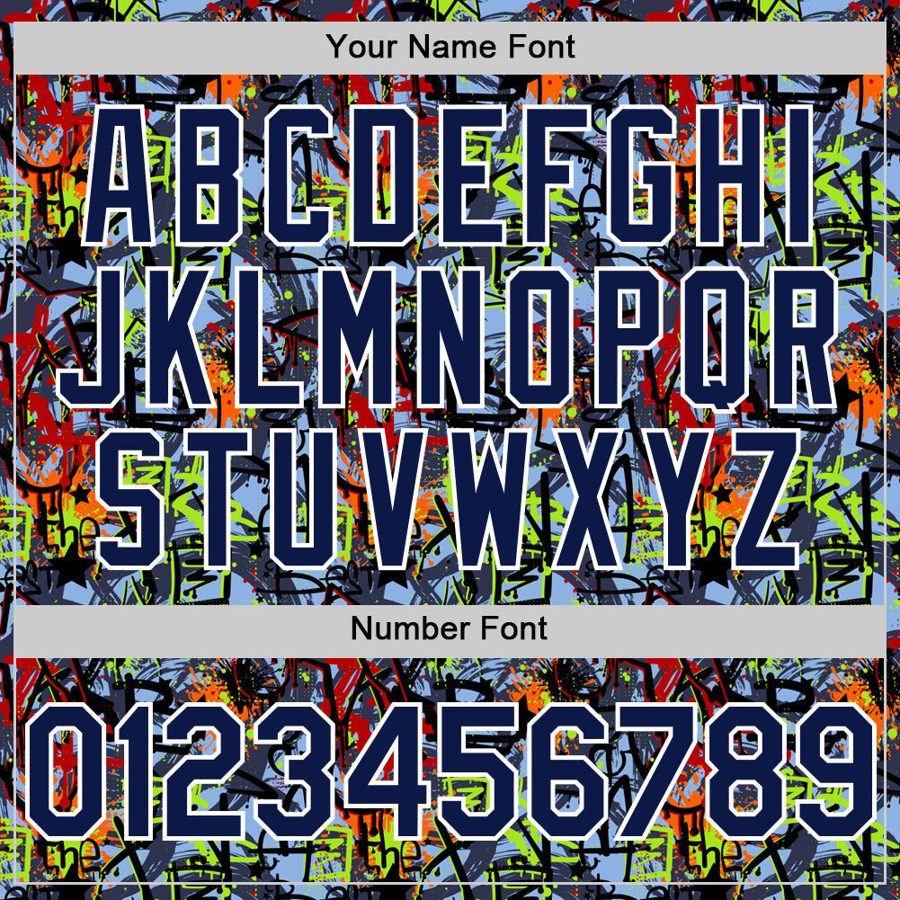 Custom Graffiti Pattern Navy-White Splatter Authentic Baseball Jersey