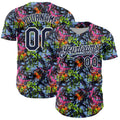 Custom Graffiti Pattern Navy-White Splatter Authentic Baseball Jersey
