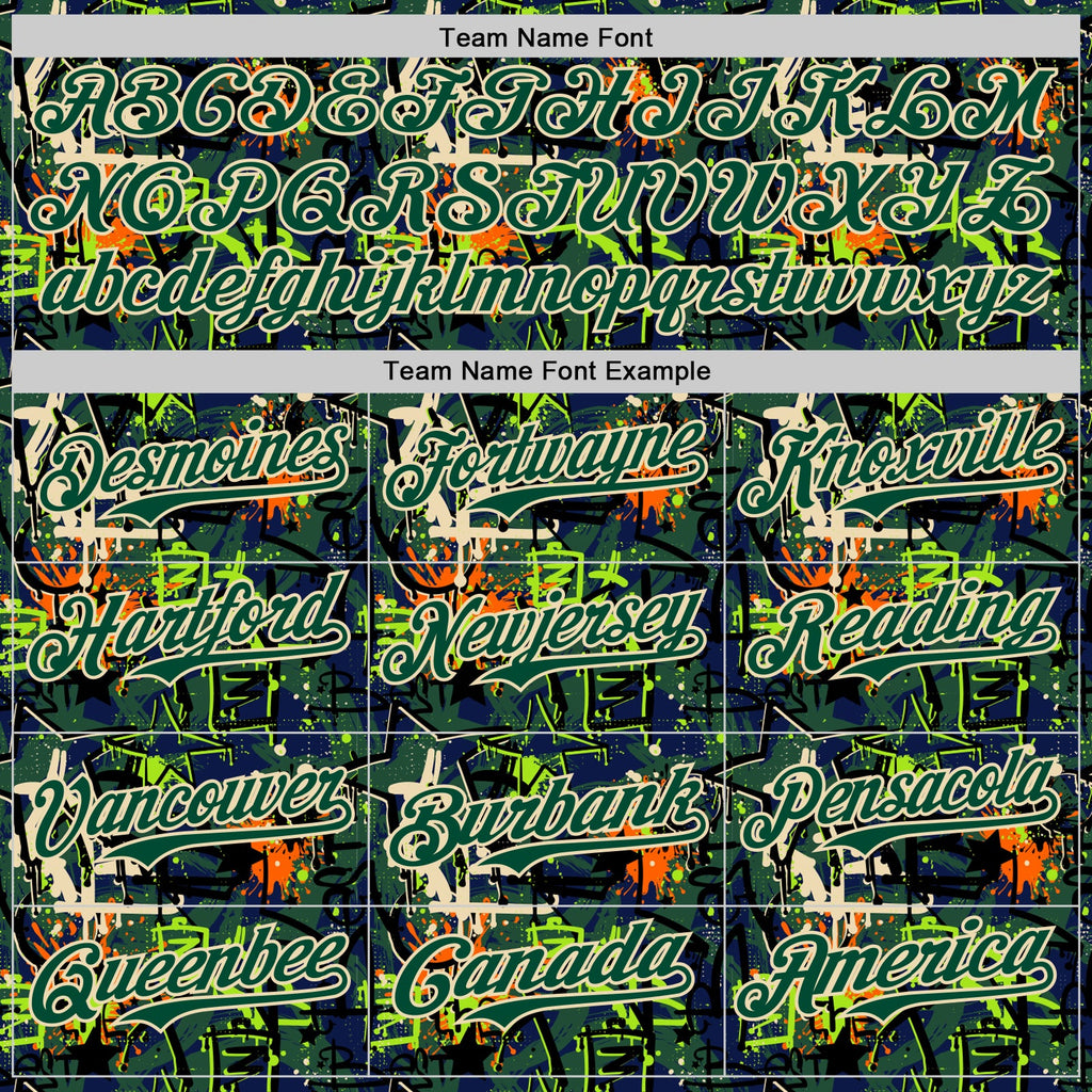 Custom Graffiti Pattern Green-Cream Splatter Authentic Baseball Jersey
