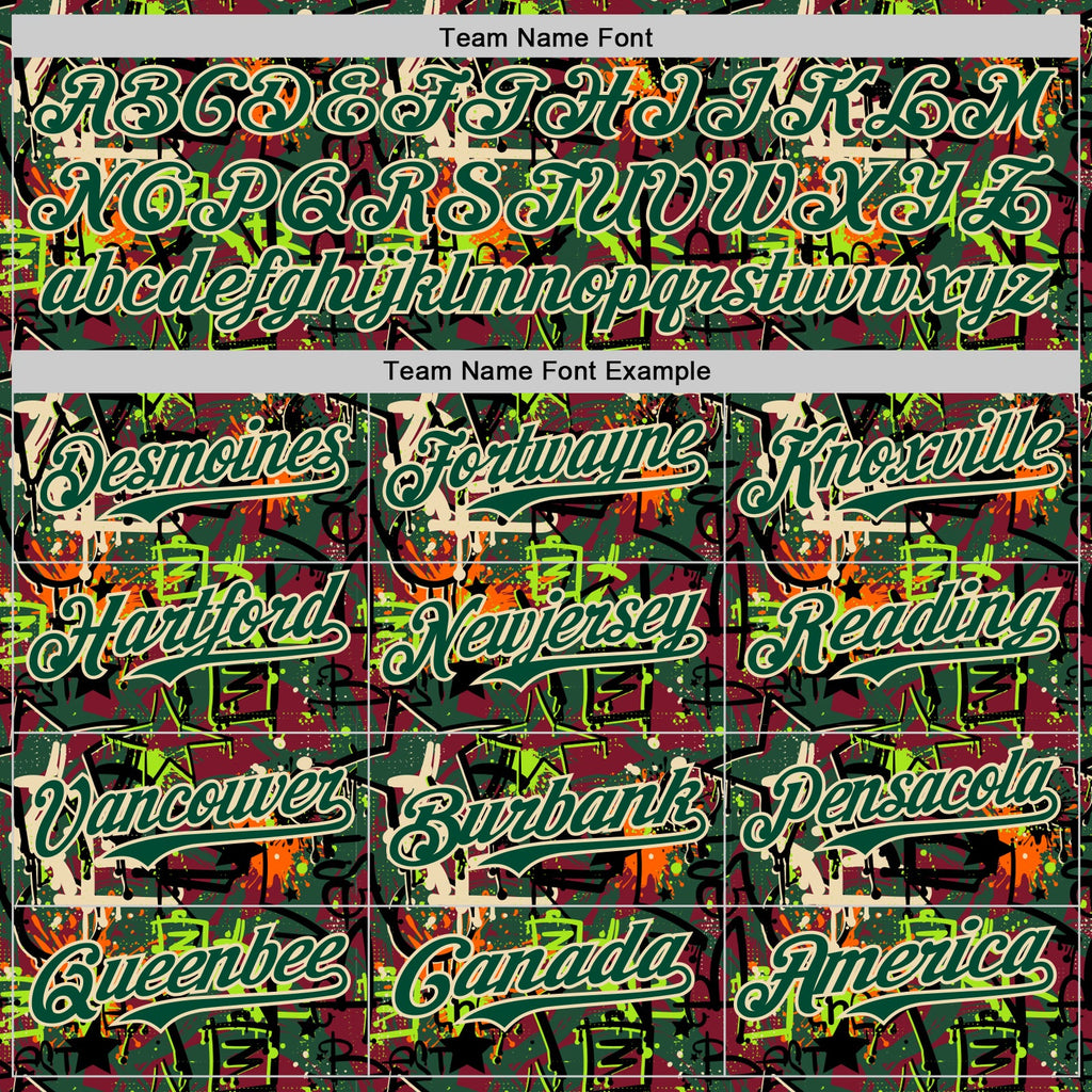 Custom Graffiti Pattern Green-Cream Splatter Authentic Baseball Jersey