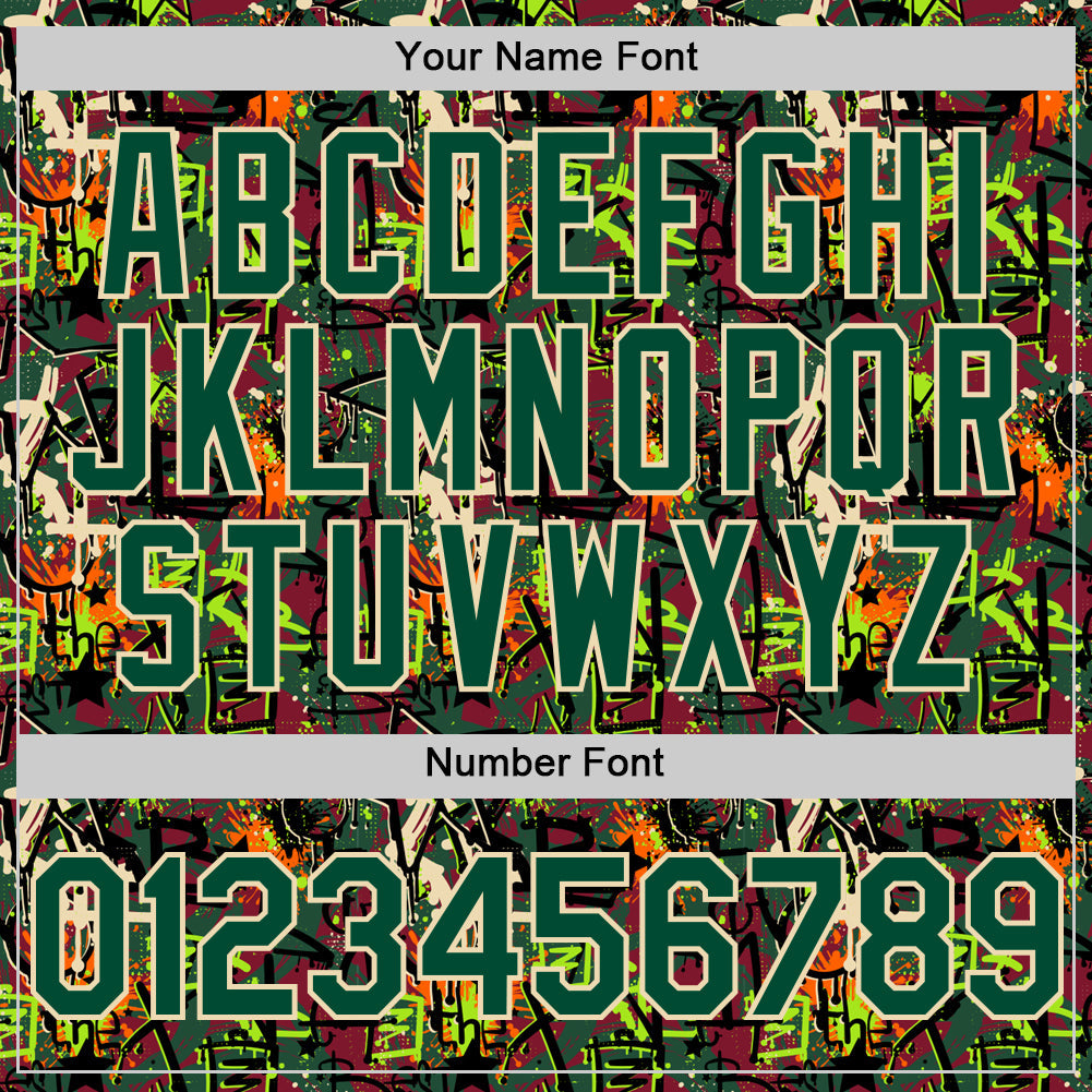 Custom Graffiti Pattern Green-Cream Splatter Authentic Baseball Jersey