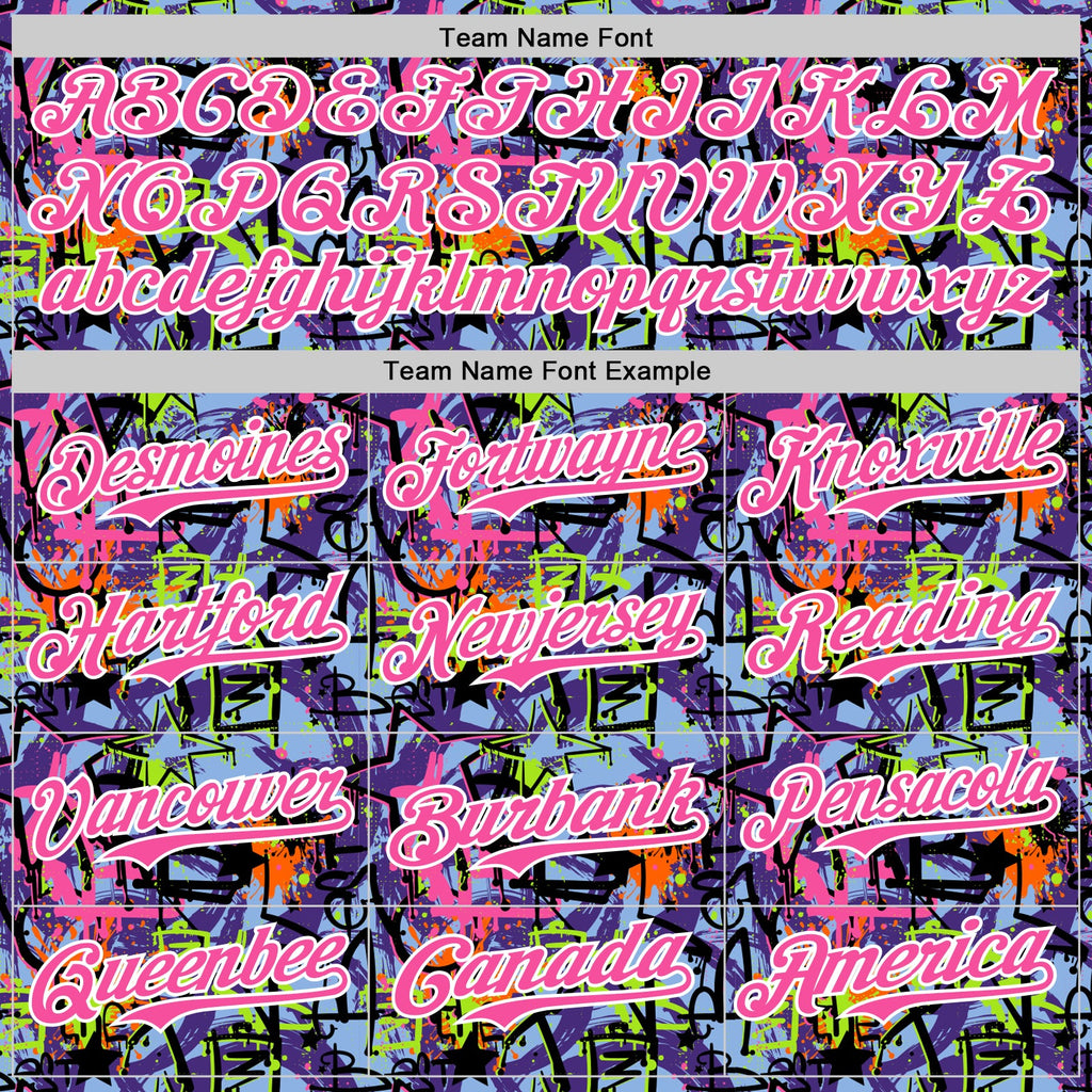 Custom Graffiti Pattern Pink-White Splatter Authentic Baseball Jersey