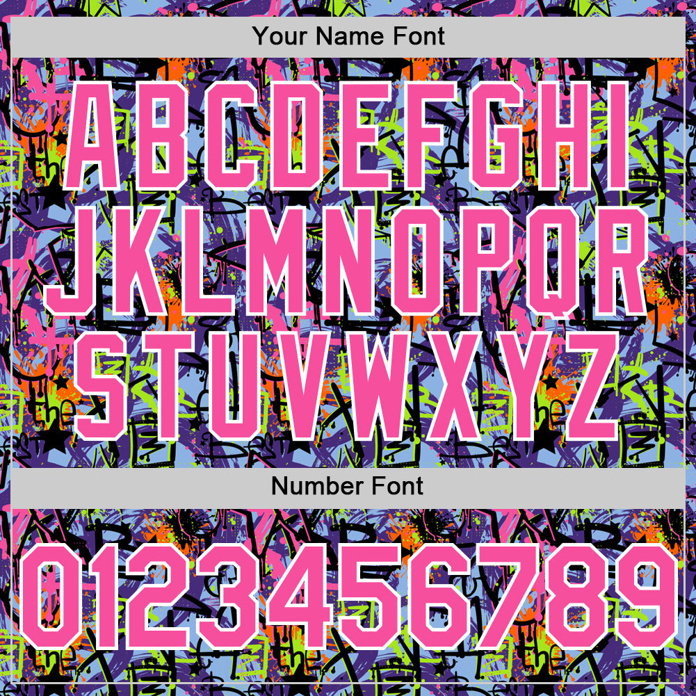 Custom Graffiti Pattern Pink-White Splatter Authentic Baseball Jersey