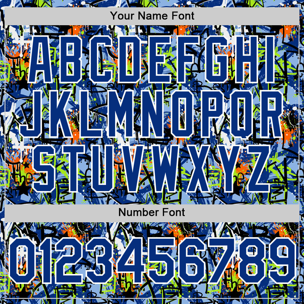 Custom Graffiti Pattern Royal-White Splatter Authentic Baseball Jersey