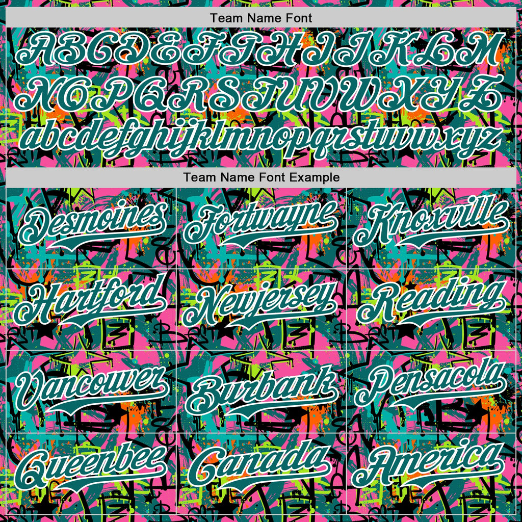 Custom Graffiti Pattern Teal-White Splatter Authentic Baseball Jersey