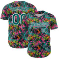 Custom Graffiti Pattern Teal-White Splatter Authentic Baseball Jersey