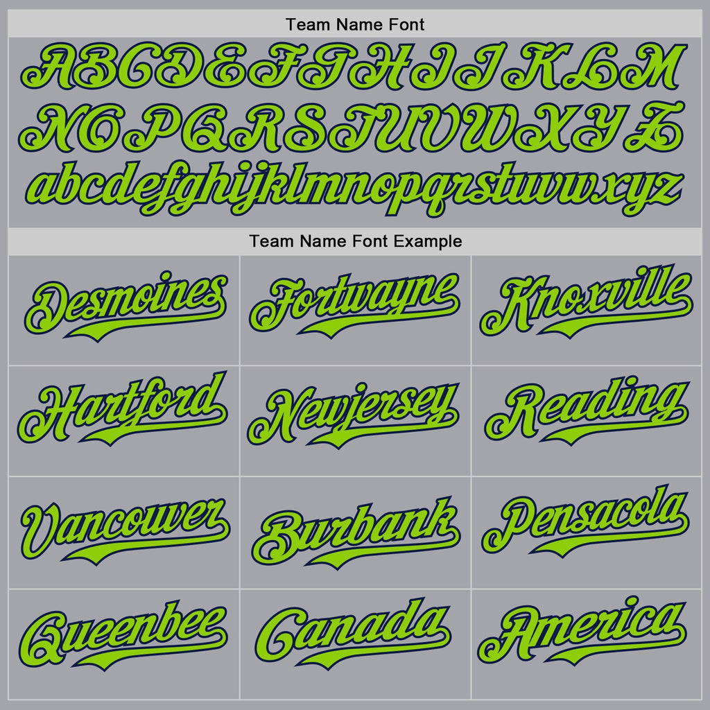 Custom Gray Neon Green-Navy Authentic Baseball Jersey