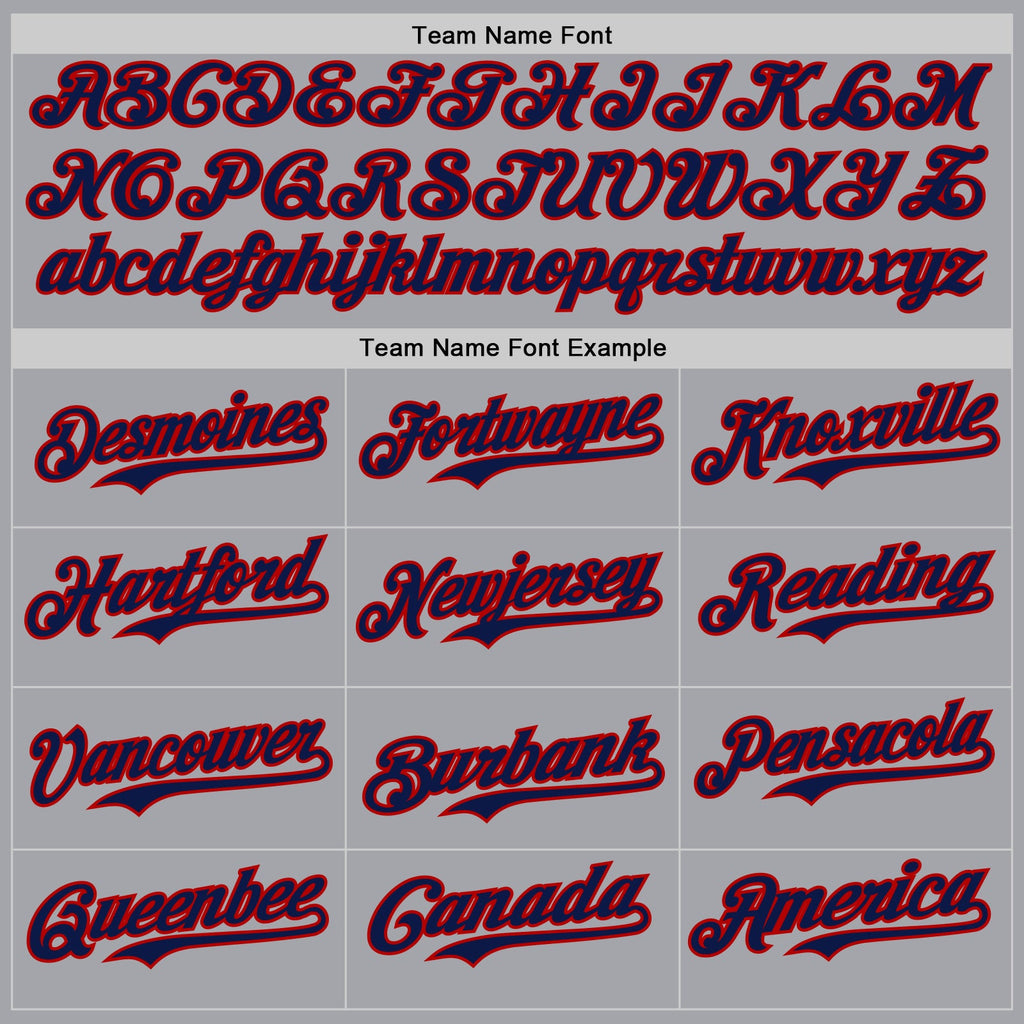 Custom Gray Navy-Red Authentic Baseball Jersey