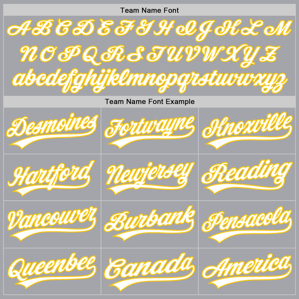 Custom Gray White-Yellow Authentic Baseball Jersey
