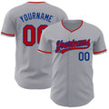 Custom Gray Red-Royal Authentic Baseball Jersey