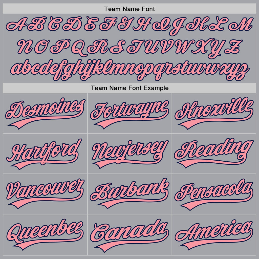 Custom Gray Medium Pink-Navy Authentic Baseball Jersey