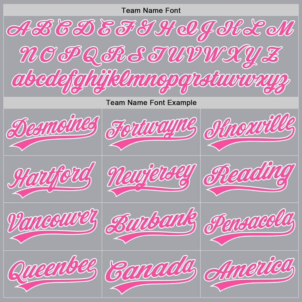 Custom Gray Pink-White Authentic Baseball Jersey