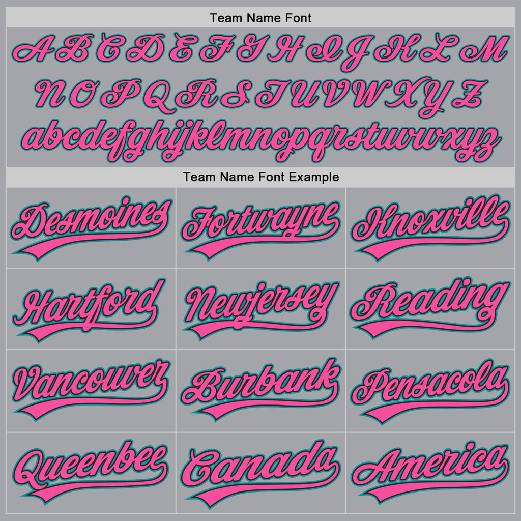 Custom Gray Teal Black-Pink Authentic Baseball Jersey