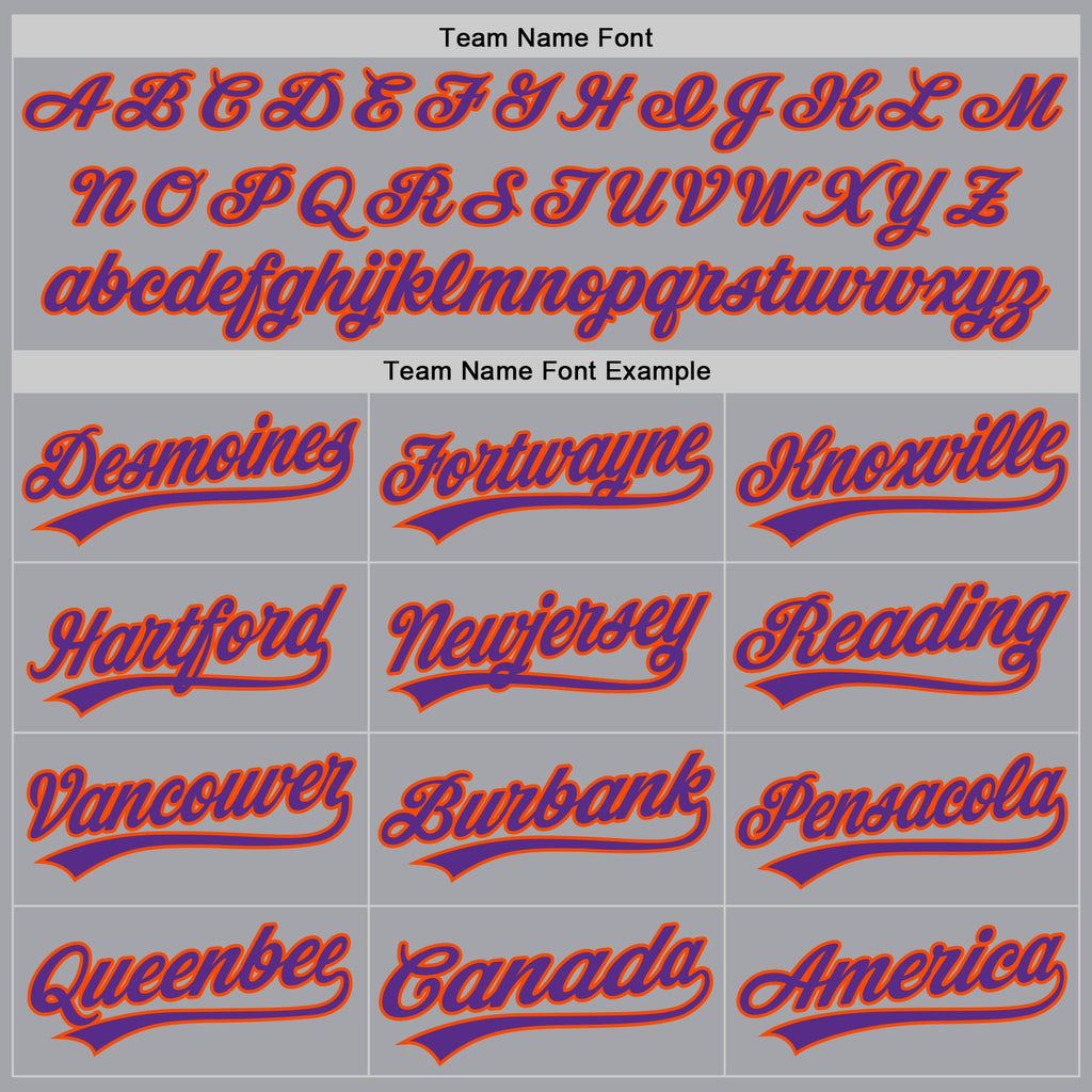 Custom Gray Purple-Orange Authentic Baseball Jersey