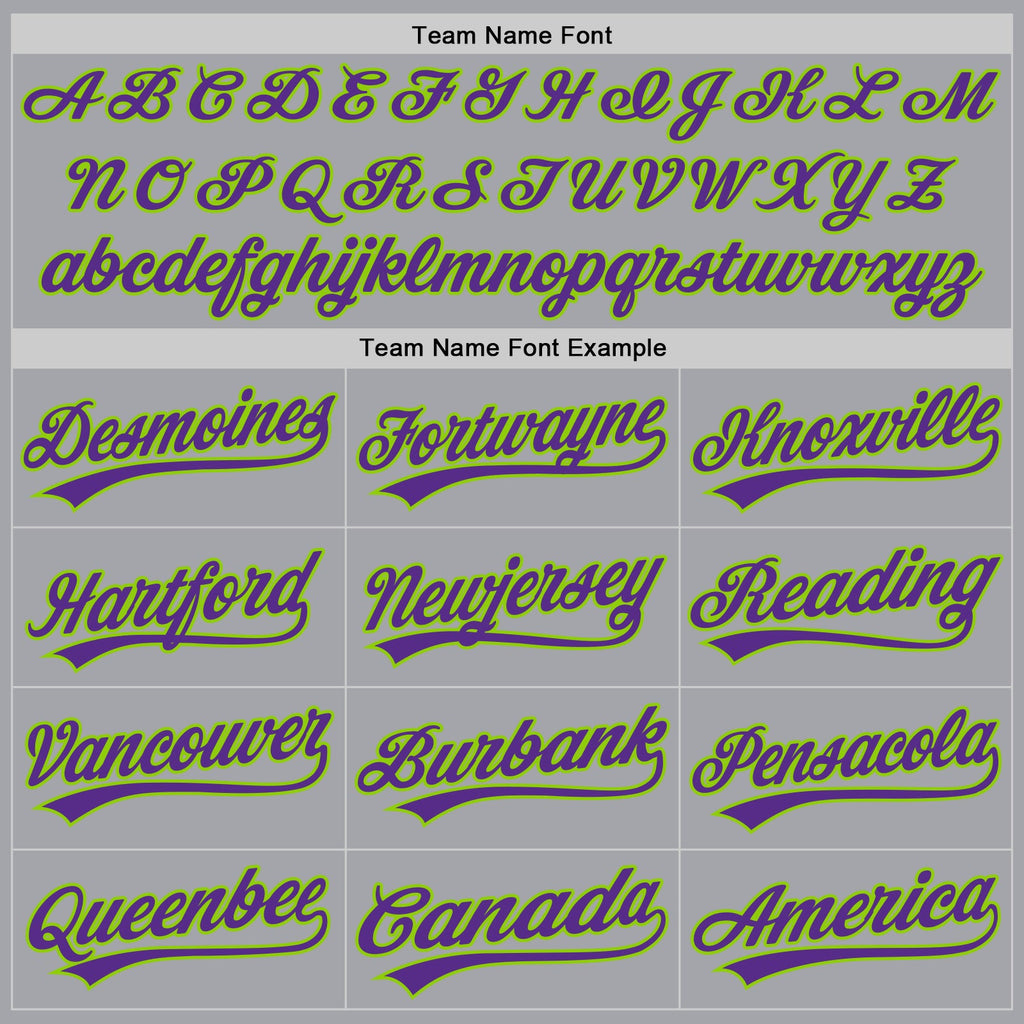 Custom Gray Purple-Neon Green Authentic Baseball Jersey