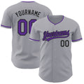 Custom Gray Purple-Black Authentic Baseball Jersey
