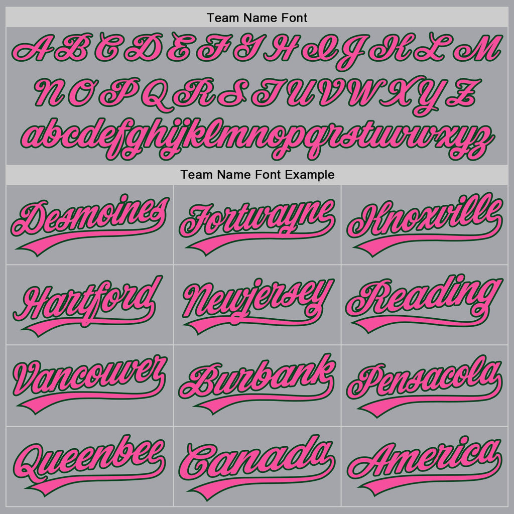 Custom Gray Pink-Green Authentic Baseball Jersey