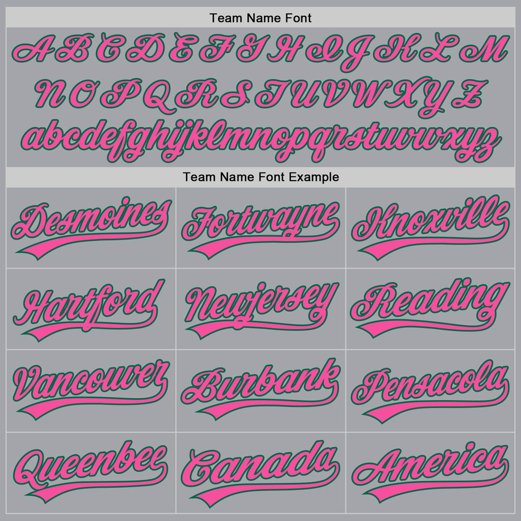 Custom Gray Pink-Kelly Green Authentic Baseball Jersey