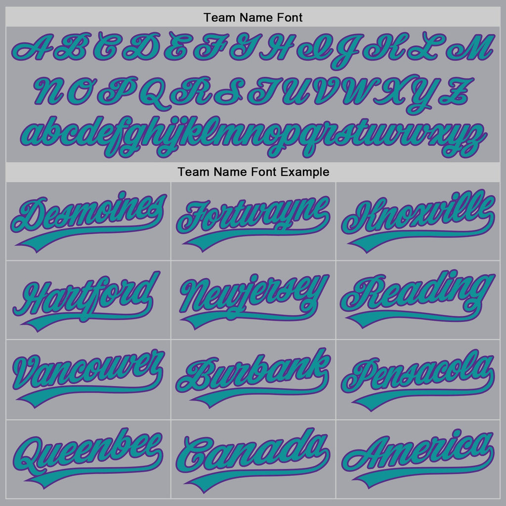 Custom Gray Teal-Purple Authentic Baseball Jersey