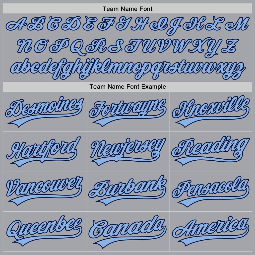 Custom Gray Light Blue Navy-White Authentic Baseball Jersey