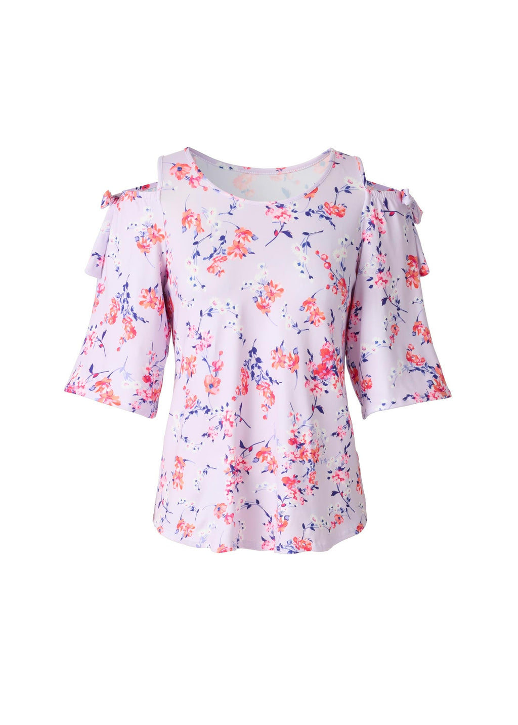 Printed Cold Shoulder Top - Pink Multi