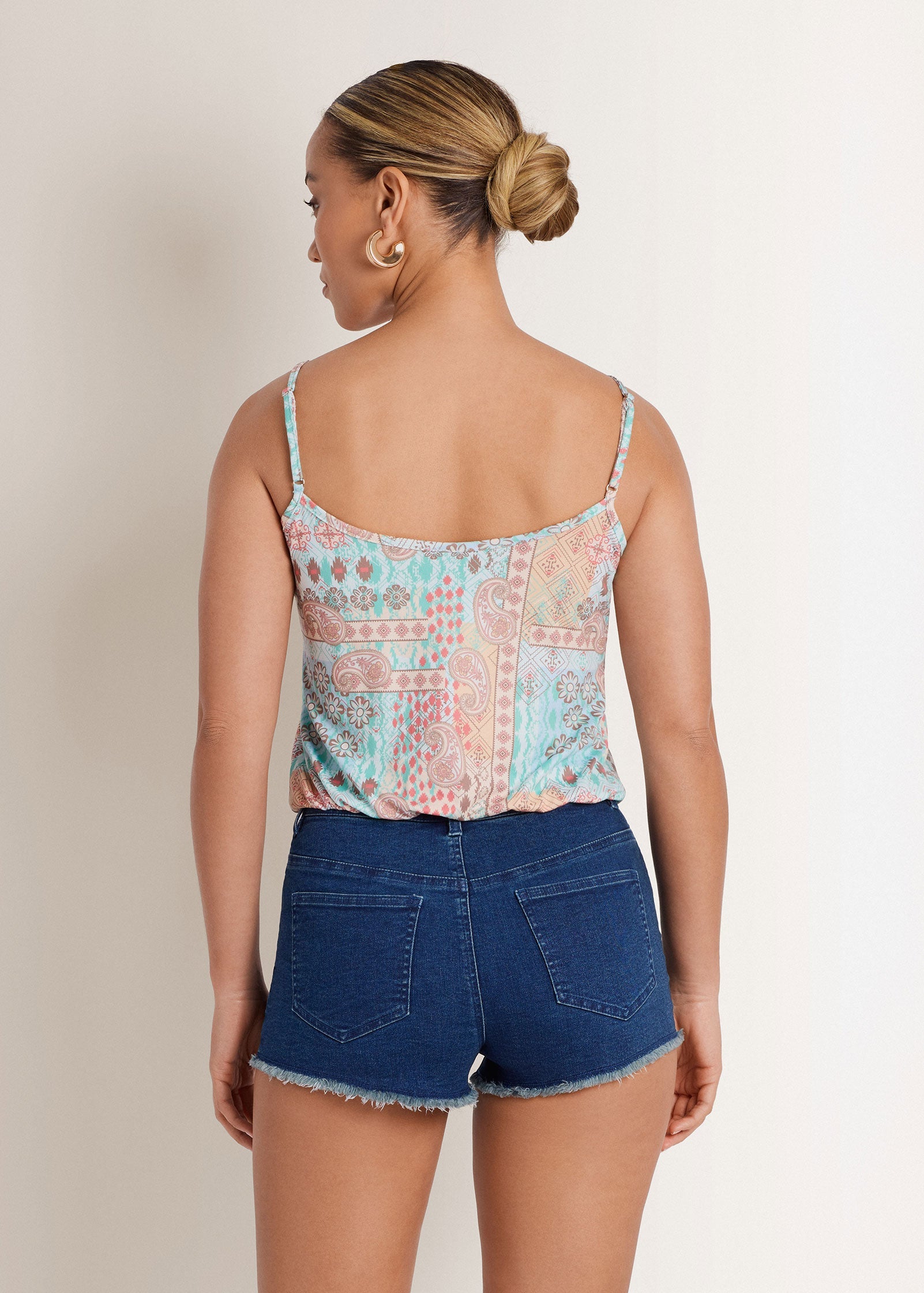 Paisley Print Tank - Blue & Orange