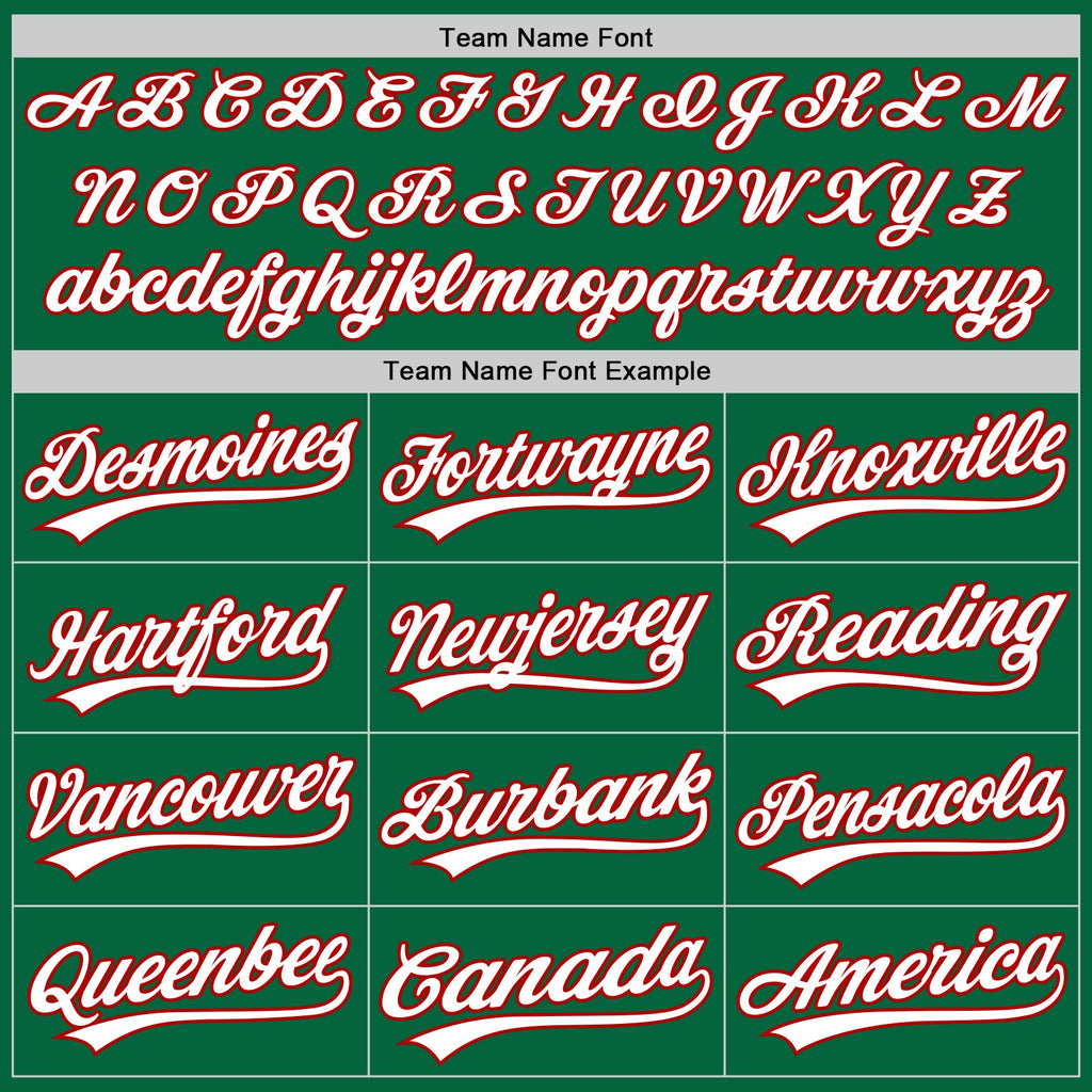Custom Kelly Green White-Red Authentic Baseball Jersey
