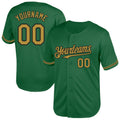 Custom Kelly Green Old Gold-Black Mesh Authentic Throwback Baseball Jersey