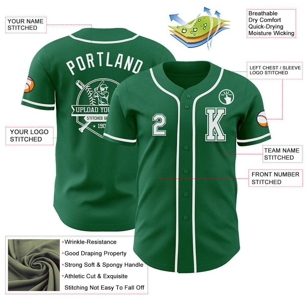 Custom Kelly Green White Authentic Baseball Jersey