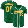 Custom Kelly Green Yellow-White Authentic Baseball Jersey
