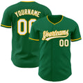 Custom Kelly Green White-Gold Authentic Baseball Jersey