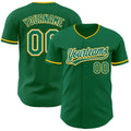 Custom Kelly Green White-Gold Authentic Baseball Jersey
