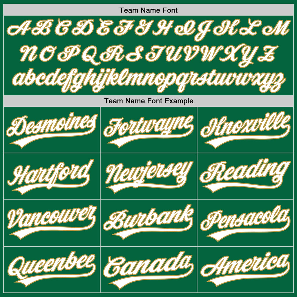 Custom Kelly Green White-Old Gold Authentic Baseball Jersey