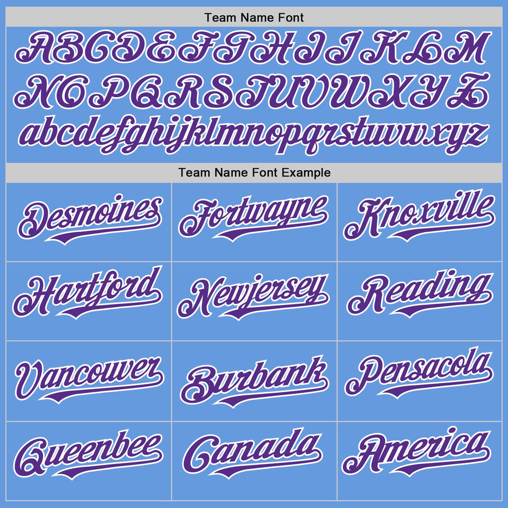 Custom Light Blue Purple-White Mesh Authentic Throwback Baseball Jersey
