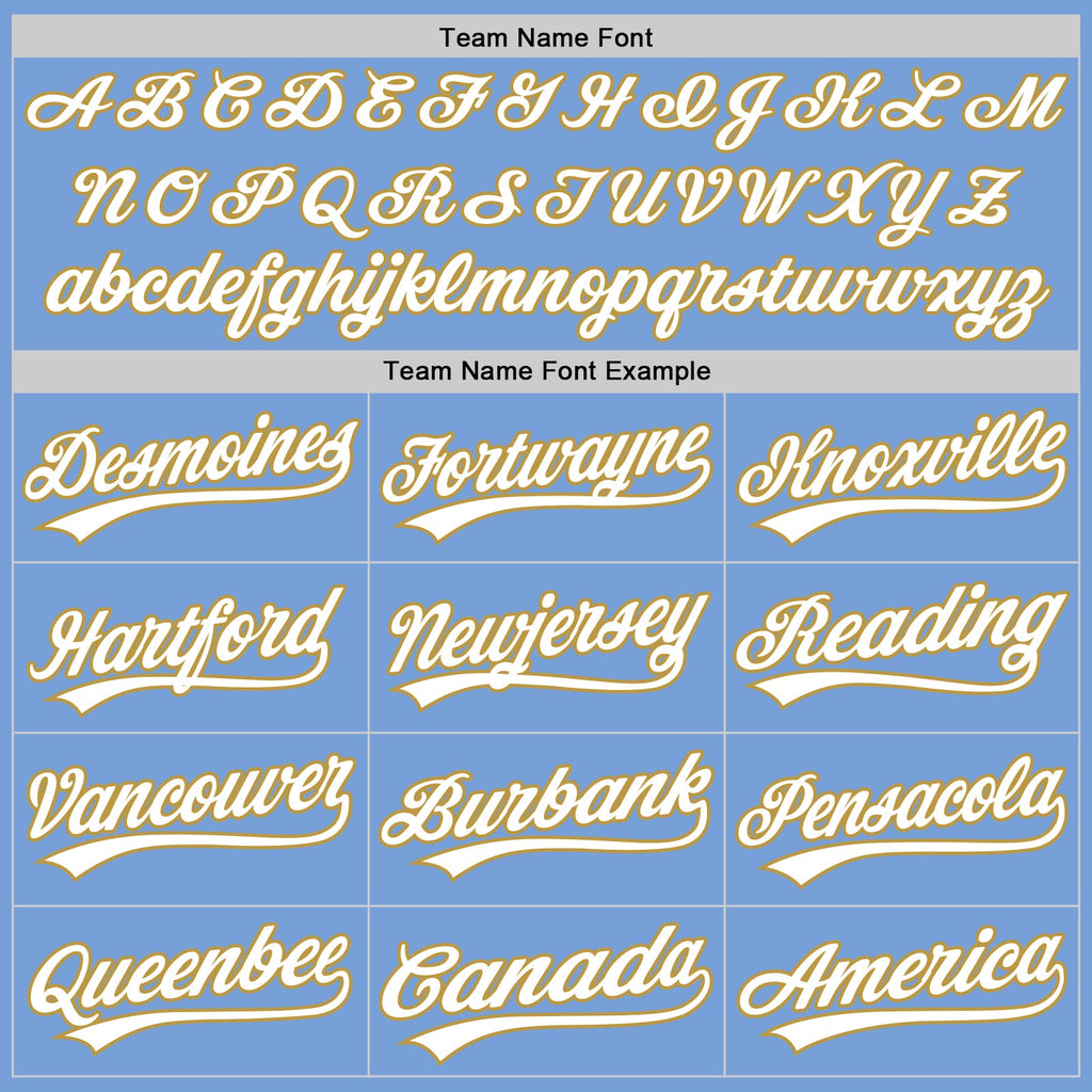 Custom Light Blue White-Old Gold Authentic Baseball Jersey