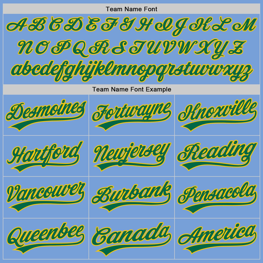 Custom Light Blue Kelly Green-Yellow Authentic Baseball Jersey
