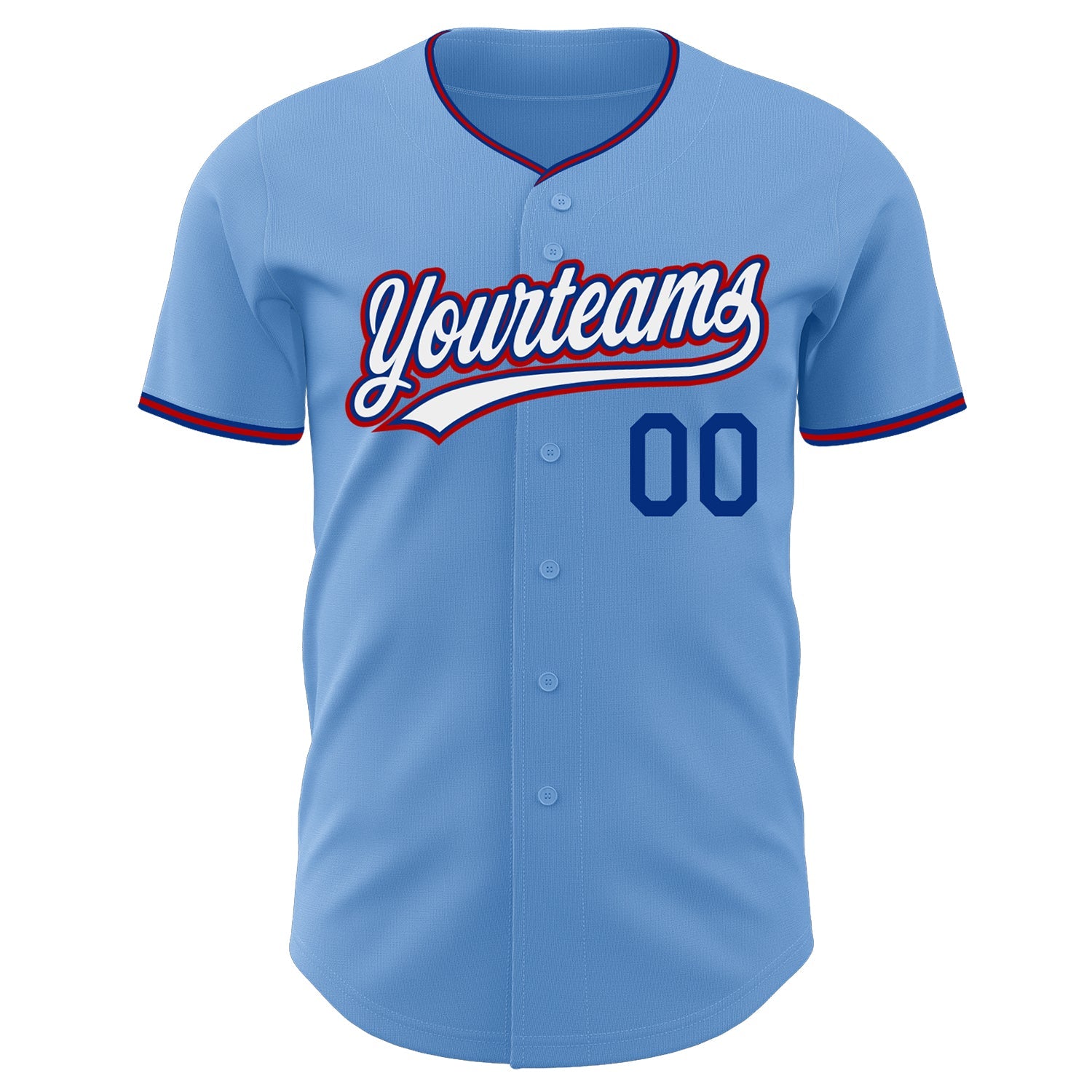 Custom Light Blue White Royal-Red Authentic Baseball Jersey