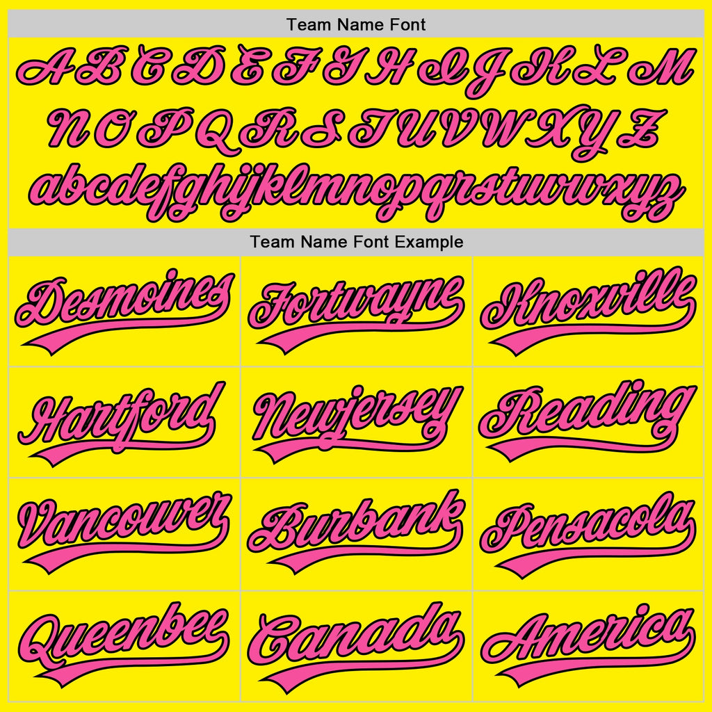 Custom Light Yellow Pink-Black Authentic Baseball Jersey