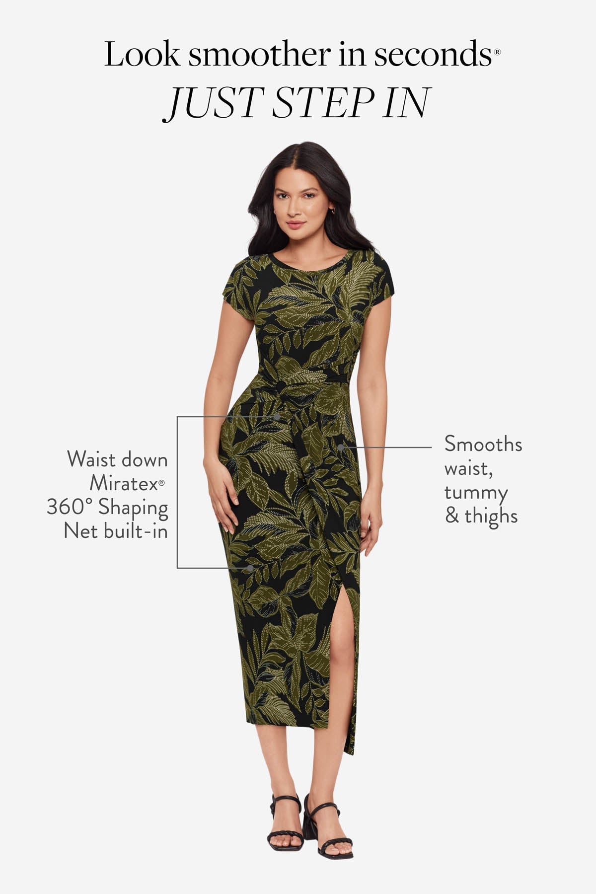 Loki Wrap Front Shaping Dress in Olive Branch
