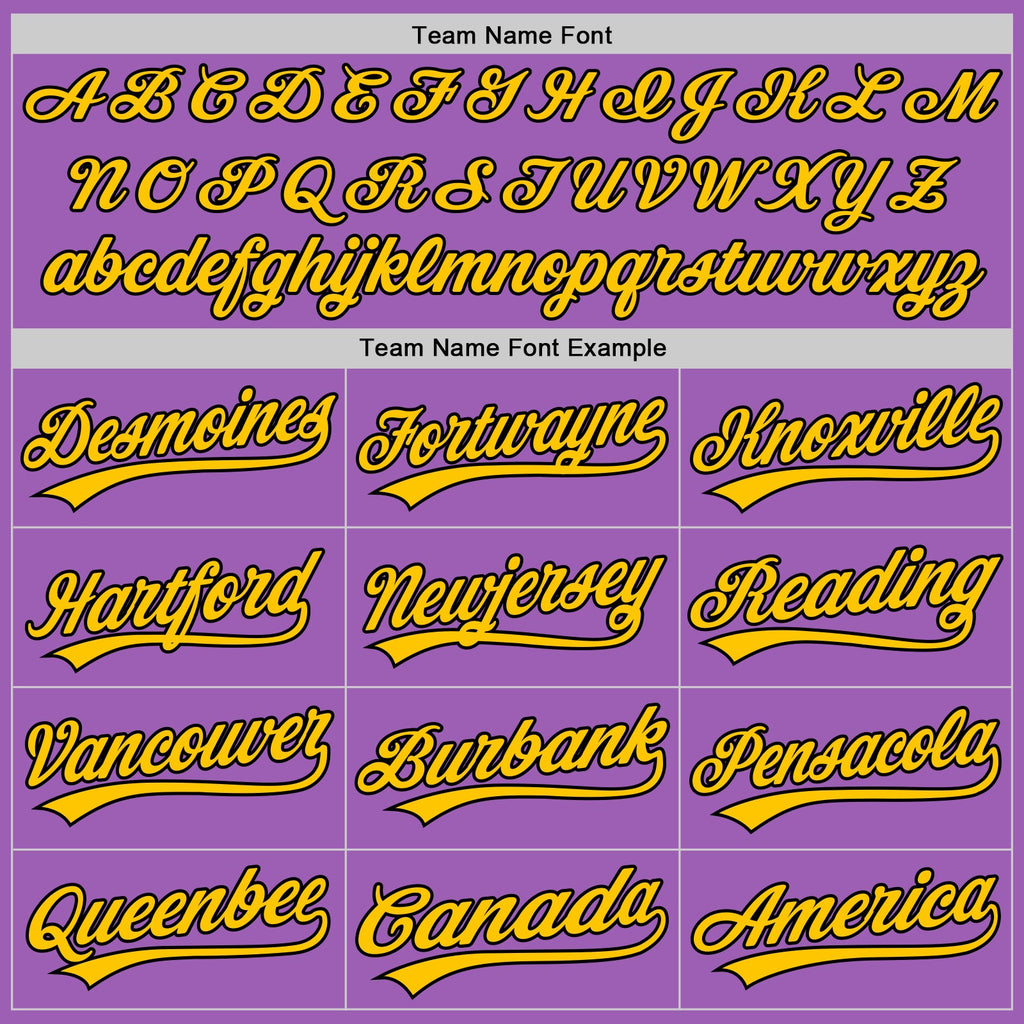 Custom Medium Purple Black-Yellow Authentic Baseball Jersey
