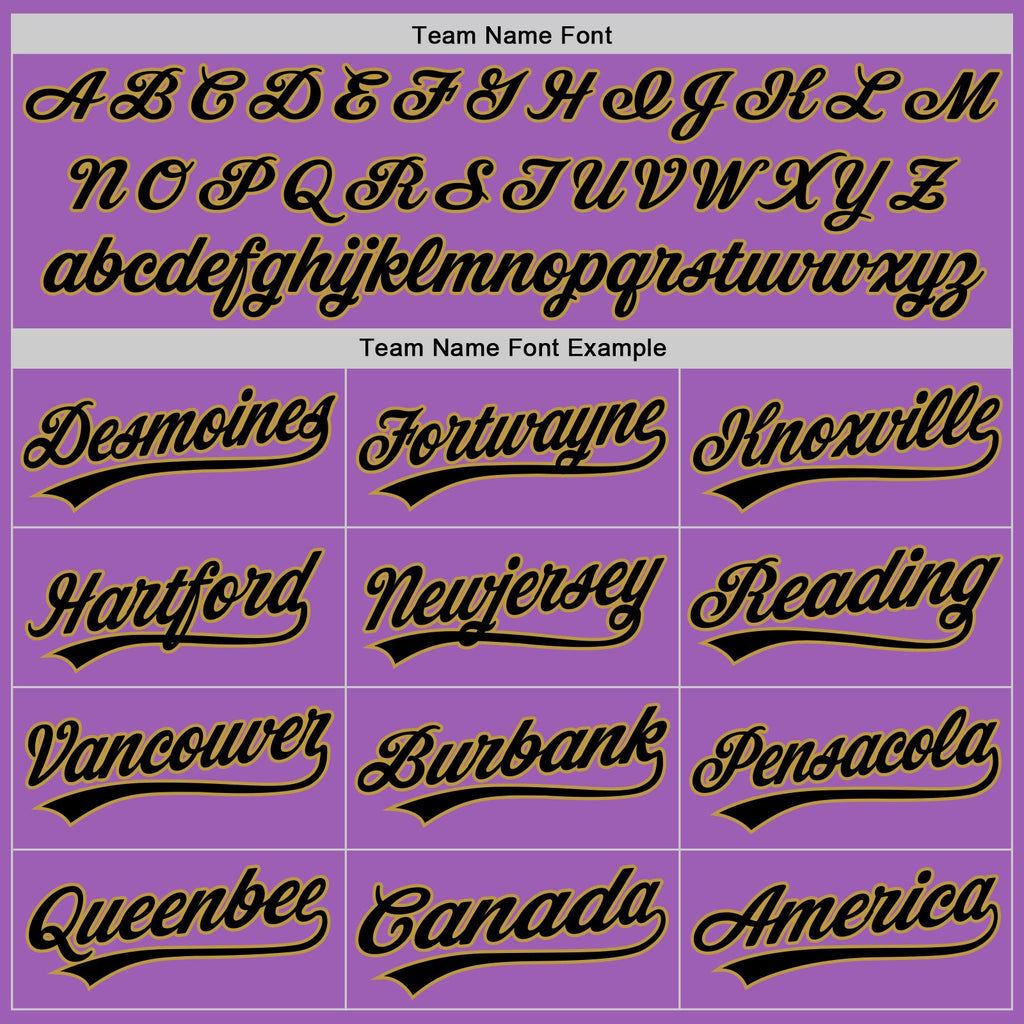 Custom Medium Purple Black-Old Gold Authentic Baseball Jersey