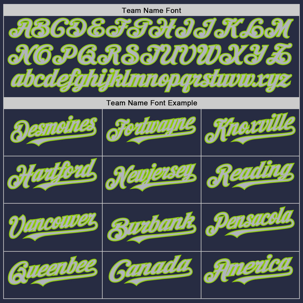 Custom Navy Gray-Neon Green Mesh Authentic Throwback Baseball Jersey