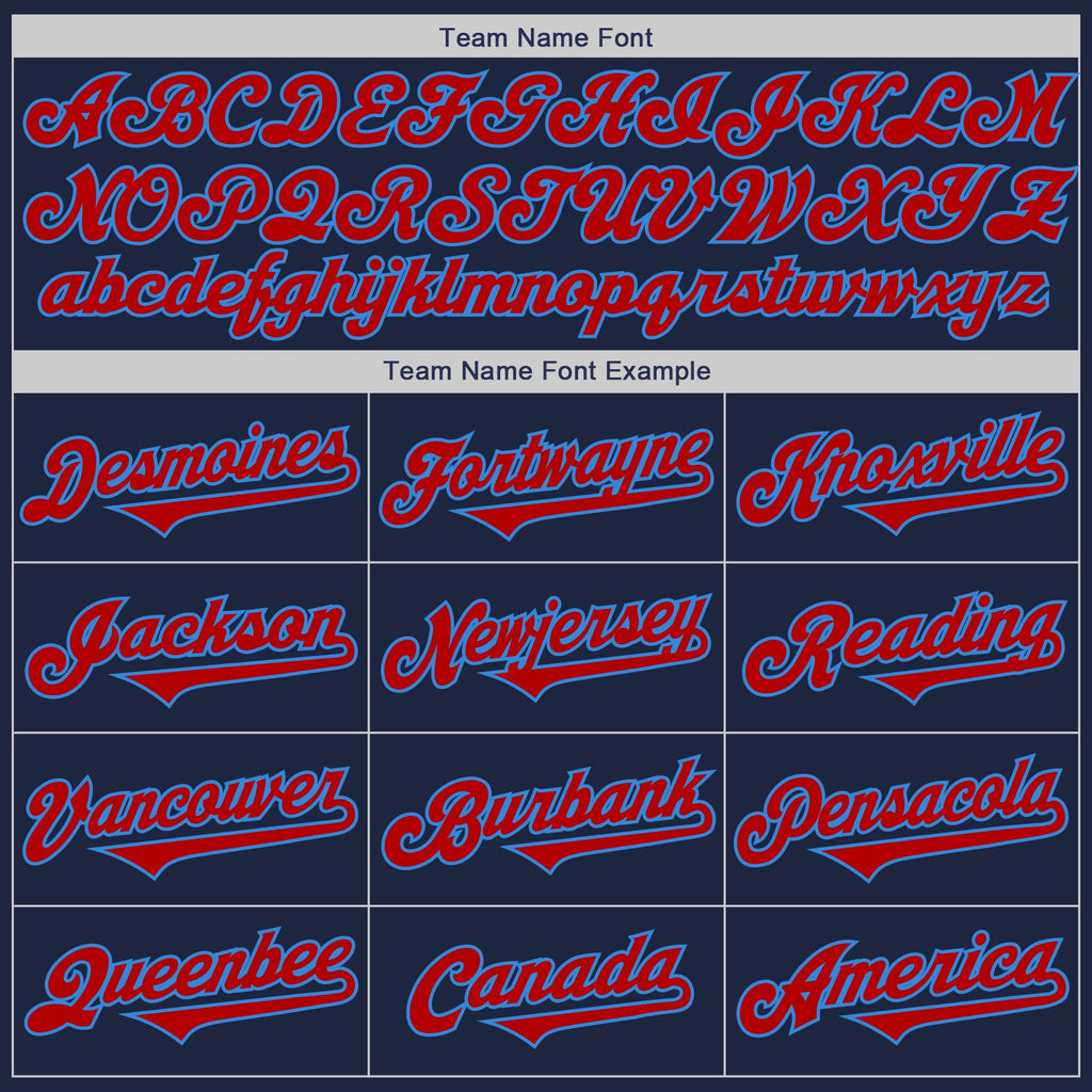 Custom Navy Red-Powder Blue Authentic Baseball Jersey