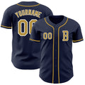 Custom Navy Old Gold-White Authentic Baseball Jersey